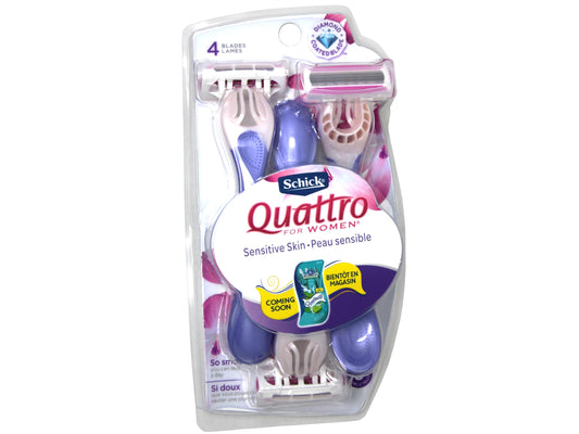 Schick Quattro Womens razor handle grip for comfortable control.