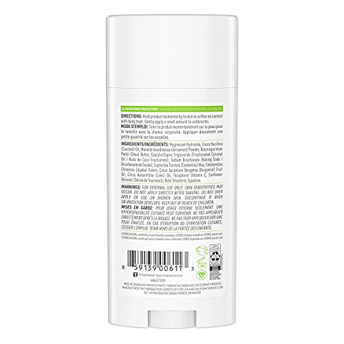 Schmidt's Bergamot + Lime deodorant stick close-up shows natural fragrance and smooth application