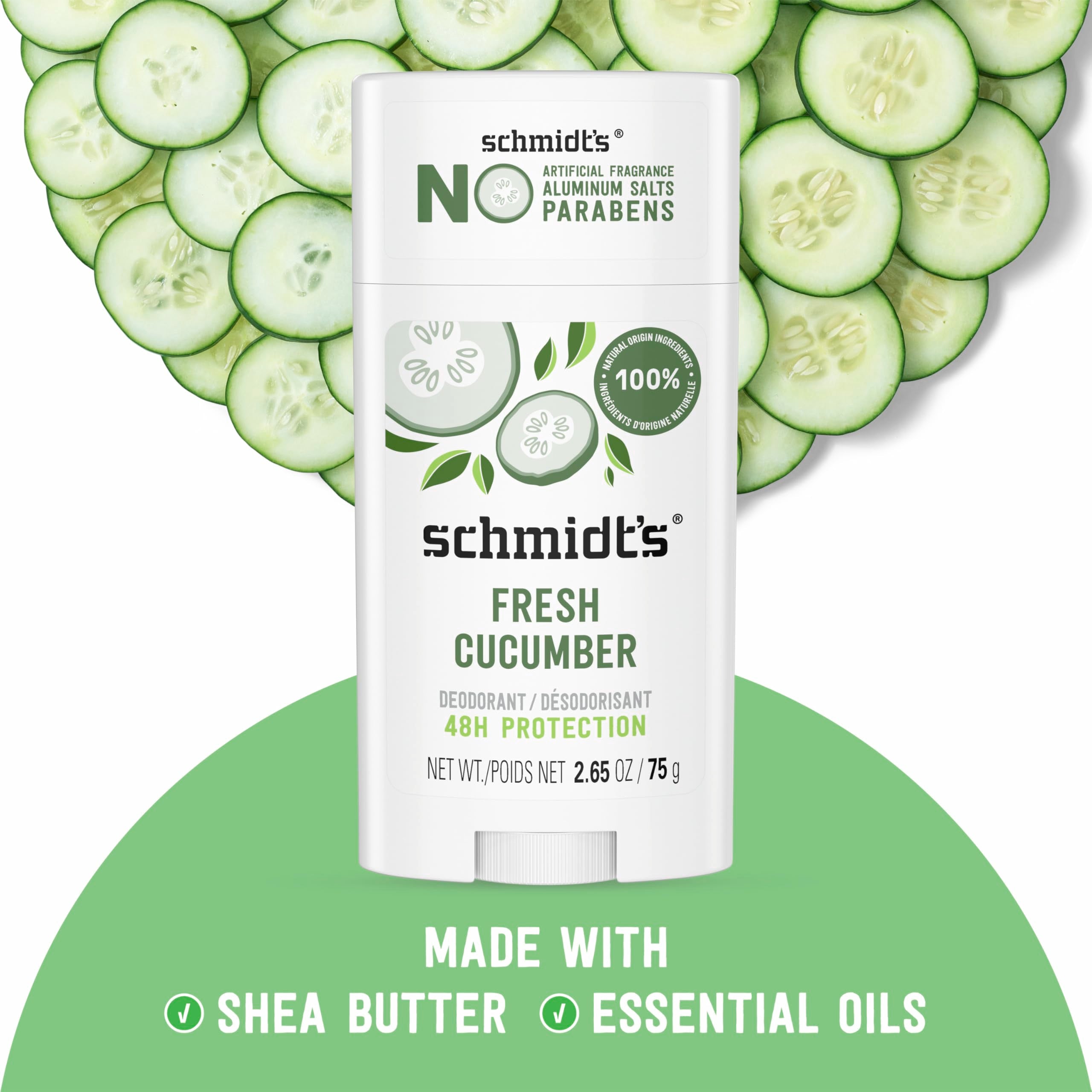 Underarm application image shows easy 1–2 swipe use.