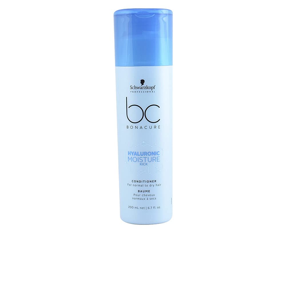 Schwarzkopf BC Bonacure Hyaluronic Moisture Kick conditioner bottle provides lightweight hydration for hair