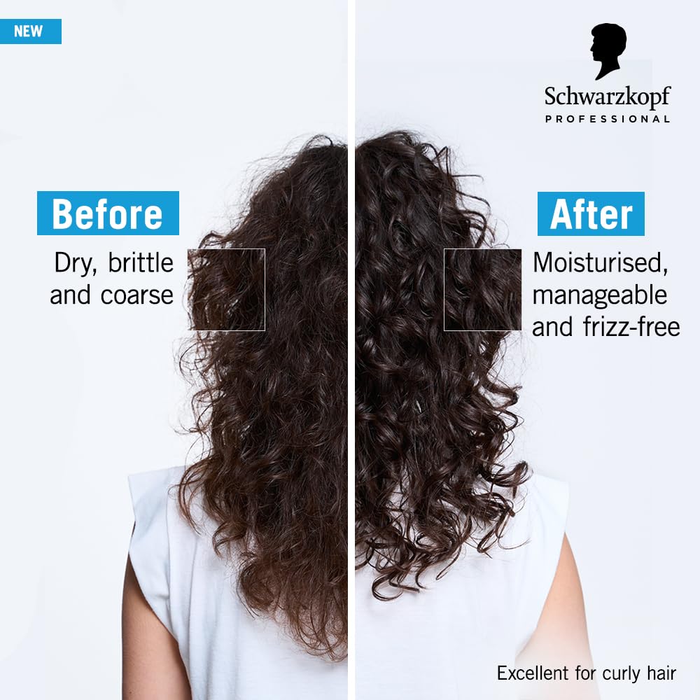 Schwarzkopf Professional BC BONACURE Hyaluronic Moisture Kick applied to hair strands for manageability.