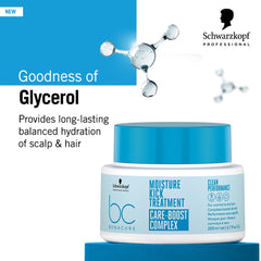 Schwarzkopf Professional BC BONACURE Hyaluronic Moisture Kick bottle with water droplets indicating hydration.