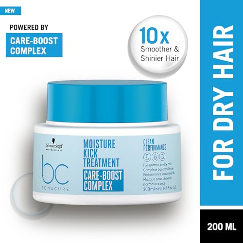 Schwarzkopf Professional BC BONACURE Hyaluronic Moisture Kick packaging on shelf highlighting hydration for dry hair.