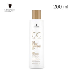 Schwarzkopf Professional BC Bonacure Q10+ Time Restore conditioner being dispensed for easy application.