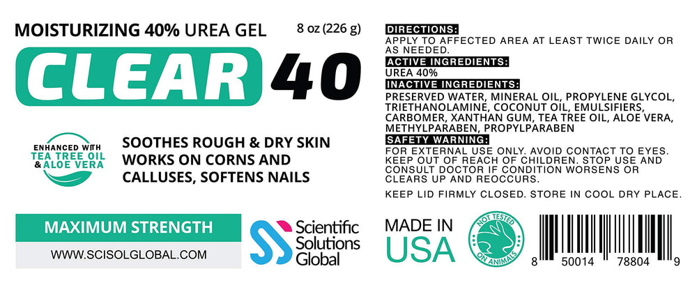 Scientific Solutions Global CLEAR 40 nourishes nails and surrounding skin.