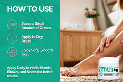 Scientific Solutions Global CLEAR 40% Urea Gel on feet targets calluses and corns