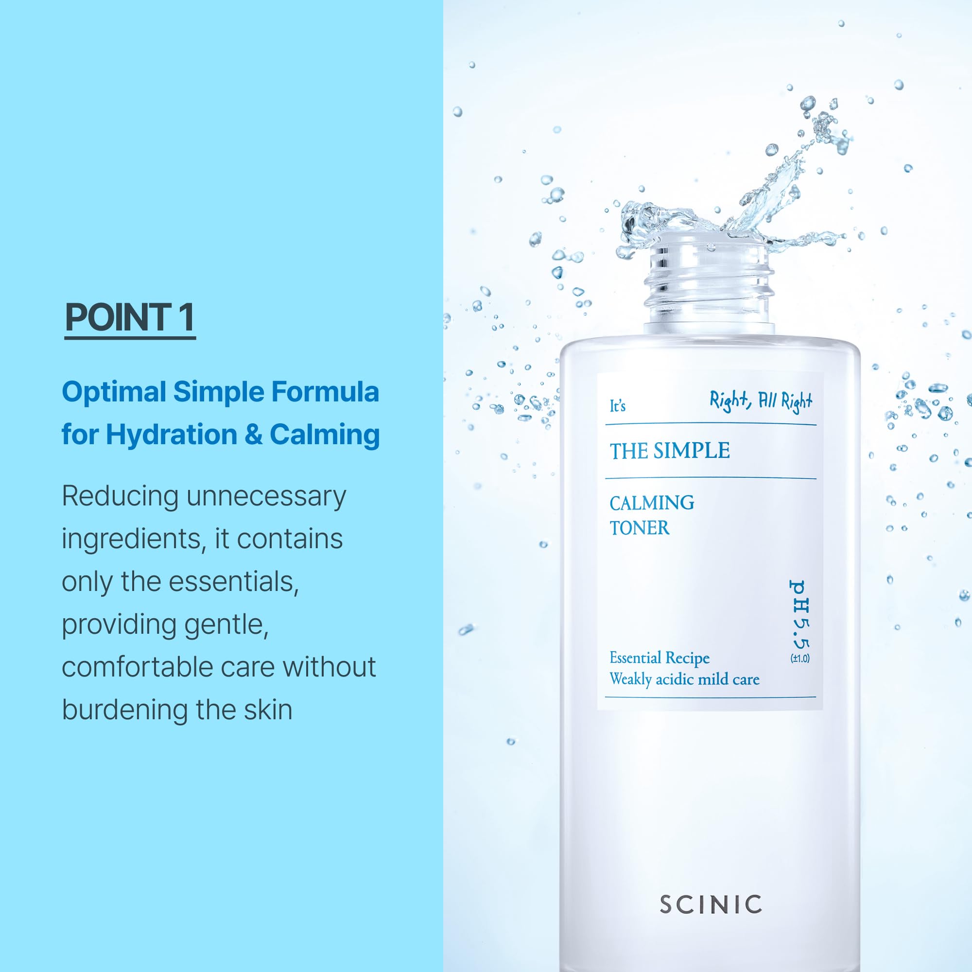 SCINIC Simple Calming Toner ingredients highlight minimal, skin-friendly components