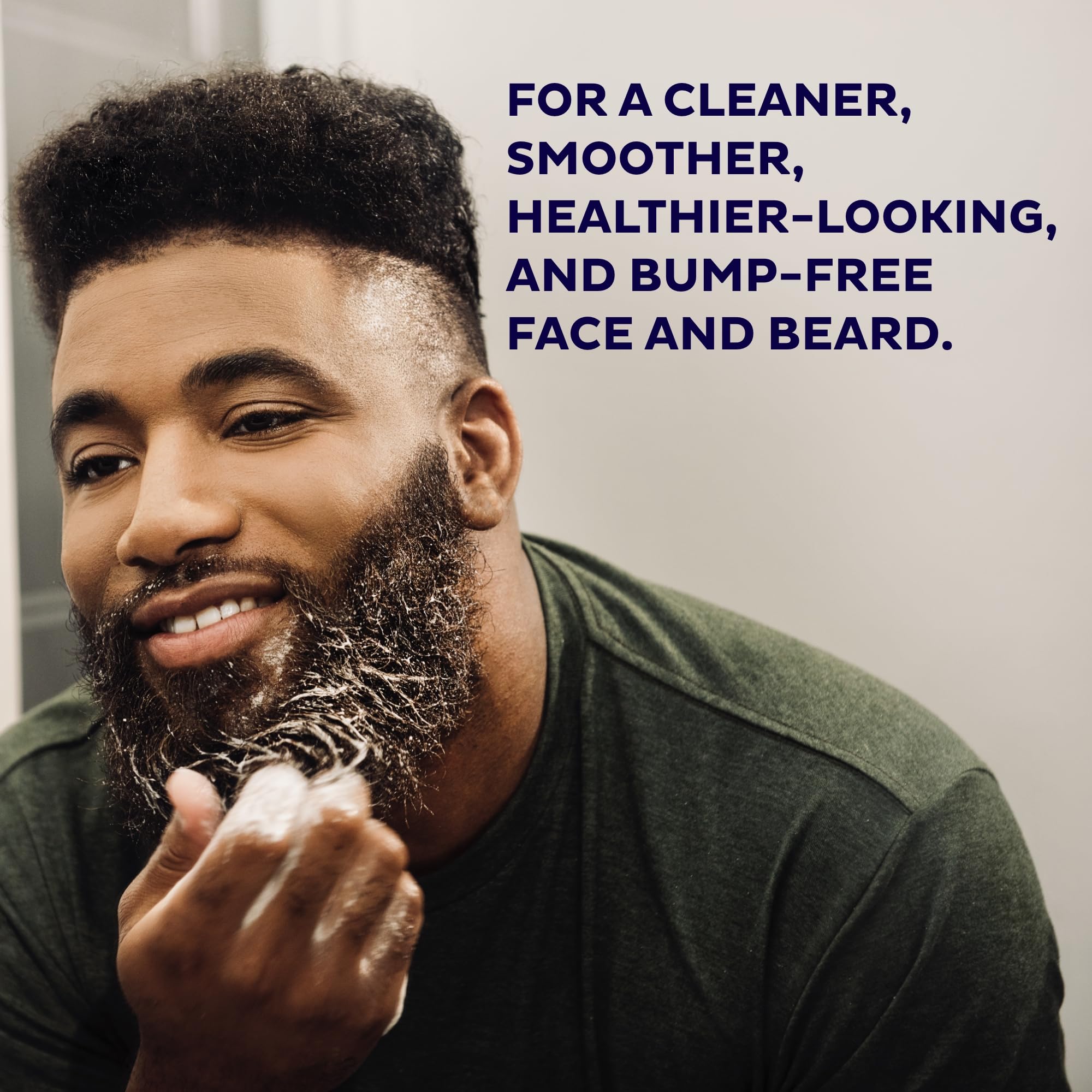 Scotch Porter exfoliating beard wash application on face and beard shows gentle exfoliation.