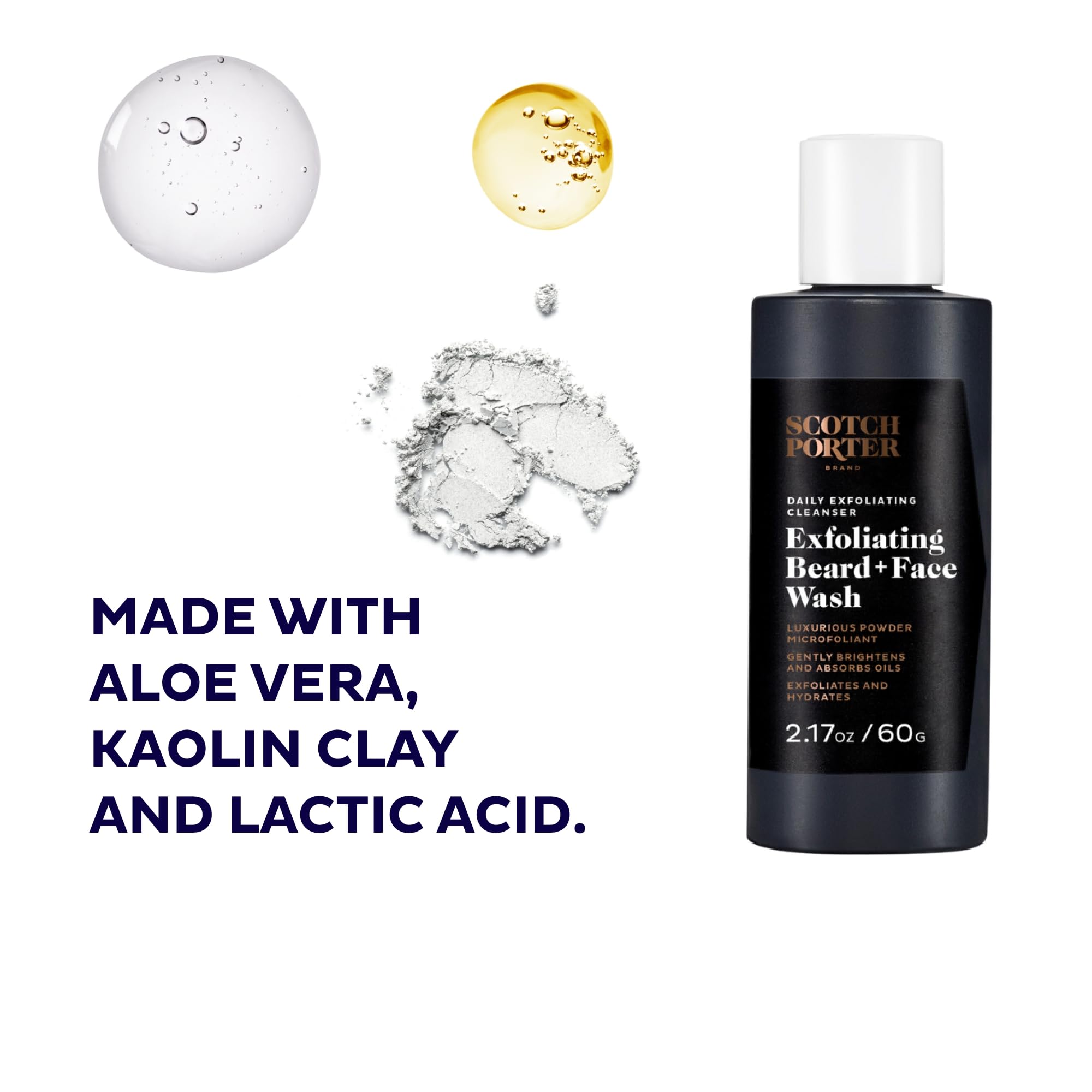 Scotch Porter exfoliating beard wash powder to foam demonstrates easy transformation for daily cleansing.