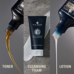 Scott Hamish Blue Blended Set aftershave provides a soothing finish