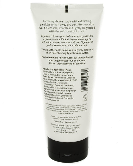 Scottish Fine Soaps Au Lait exfoliating body scrub tub provides creamy texture for daily pampering