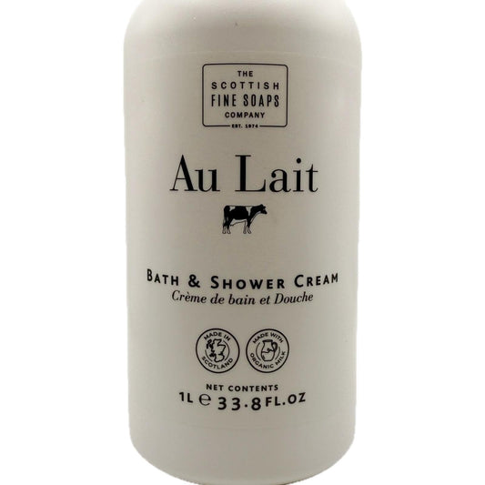 Au Lait fragrance with rich milk lather elevates bath and shower routines.