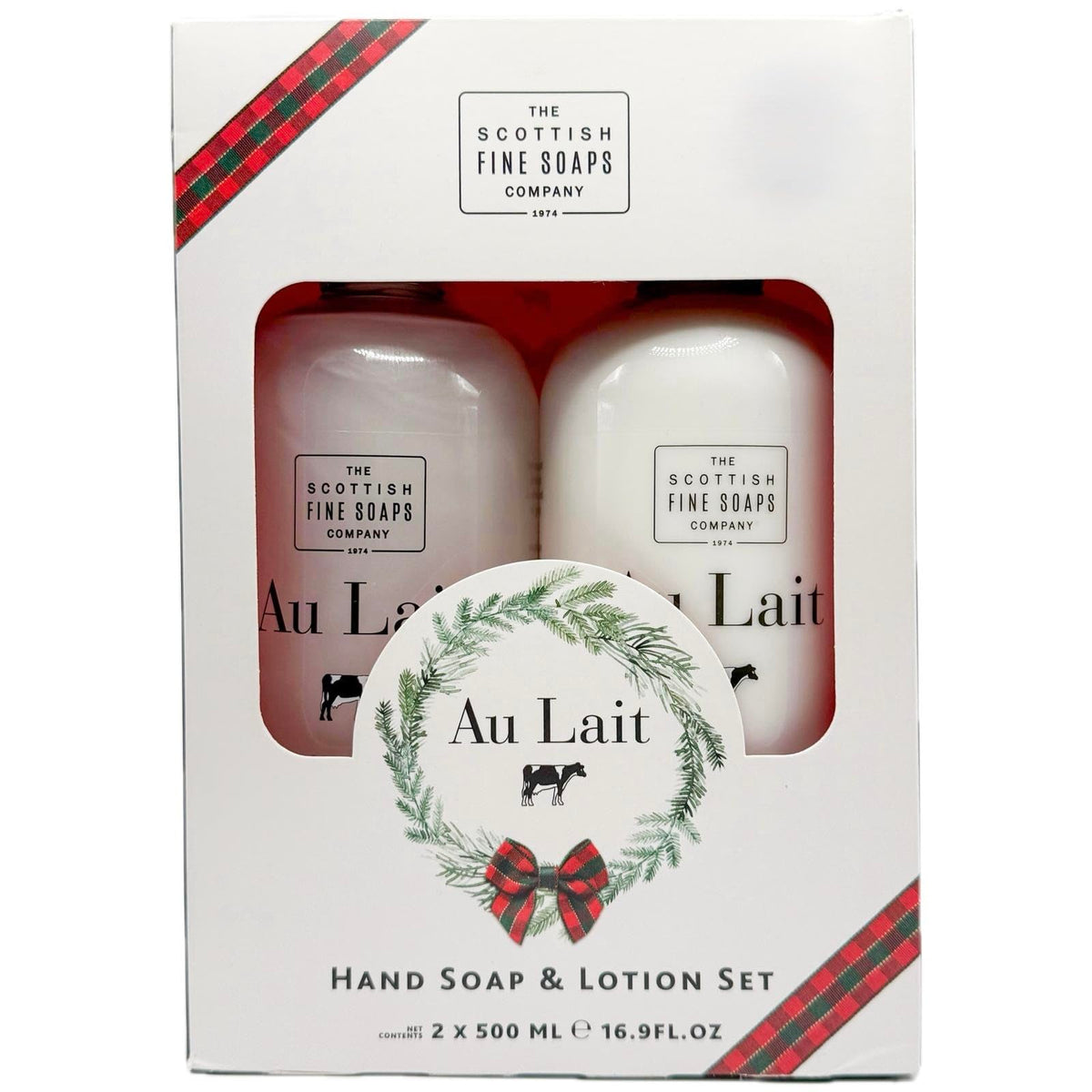 Scottish Fine Soaps Au Lait hand wash bottle pump for easy daily cleansing.