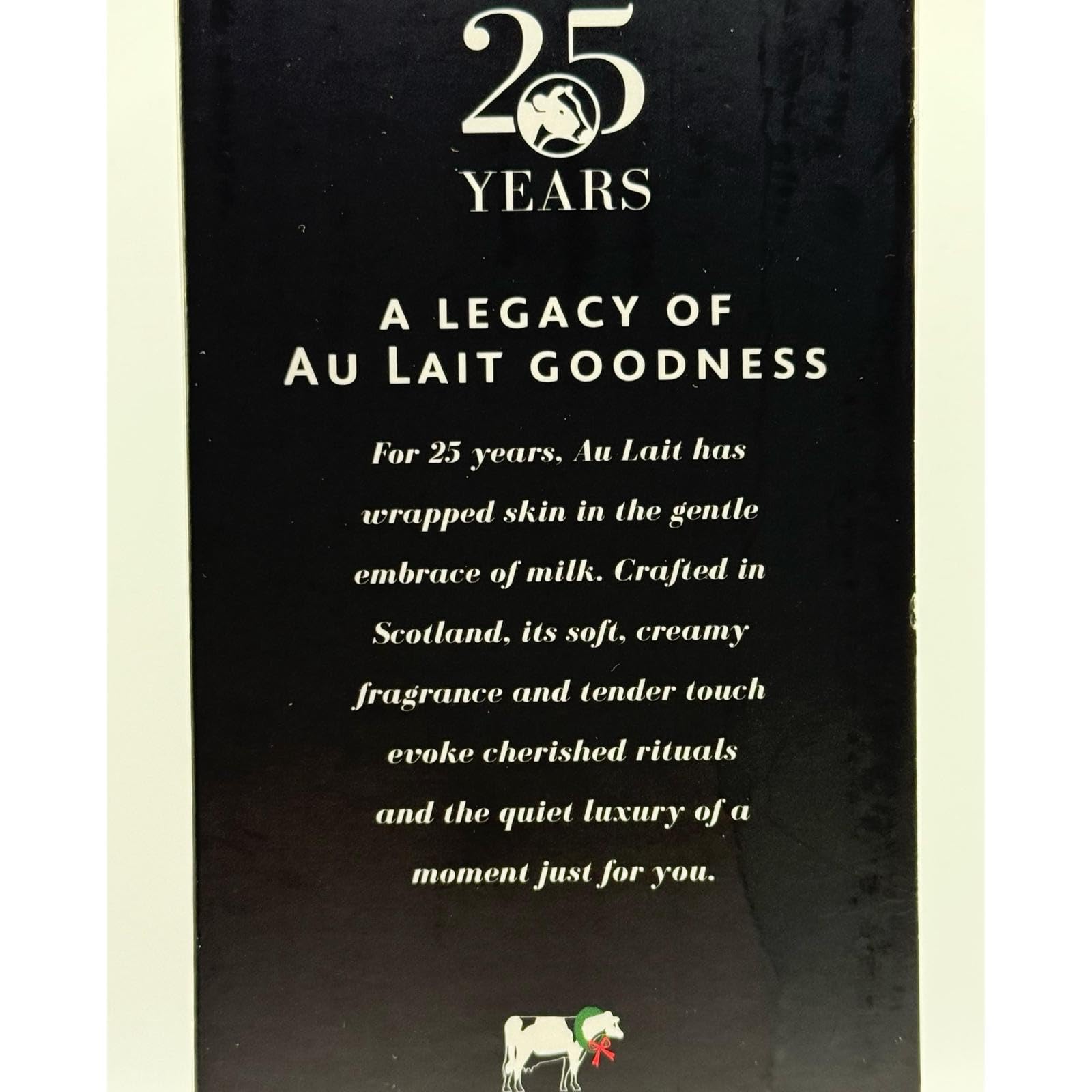 Scottish Fine Soaps Au Lait milk motif display highlights the luxe design.