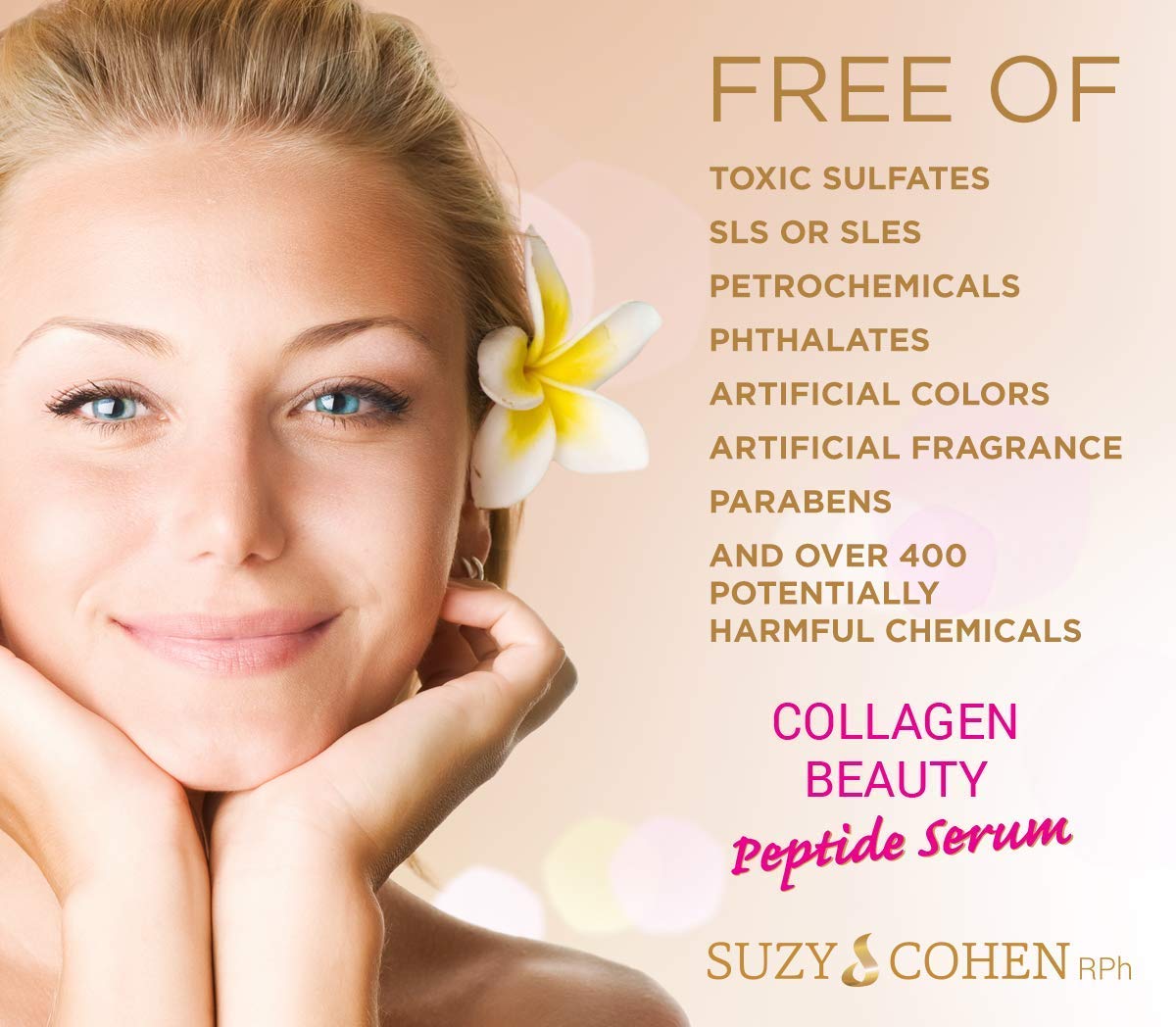 Script Essentials Suzy Cohen collagen serum texture swirl, light non-greasy feel.