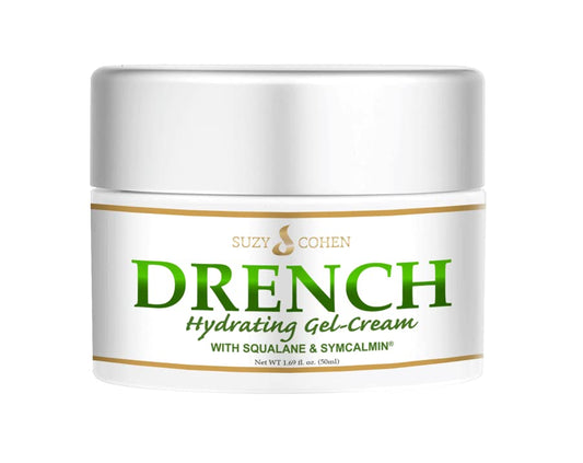 Script Essentials Suzy Cohen Drench Face Cream bottle delivering lightweight hydration.
