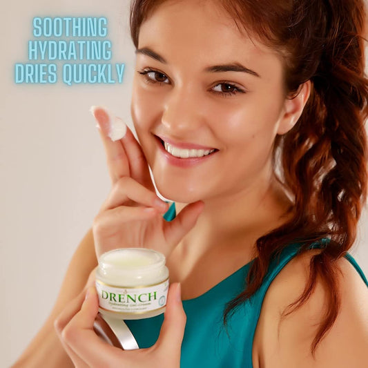 Texture close-up of Script Essentials Drench Cream showing quick absorption.