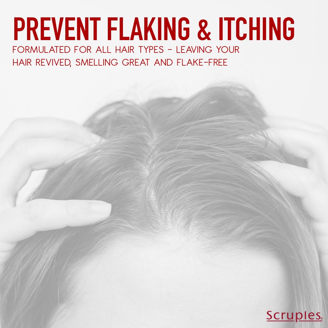 Scruples Clearet shampoo flake control close-up; helps maintain comfortable scalp.