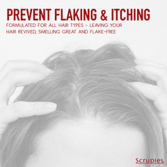 Scruples Clearet shampoo flake control close-up; helps maintain comfortable scalp.