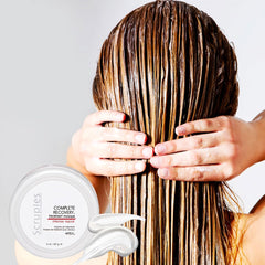 Demonstration of even application for smoother, shinier hair with Scruples masque.