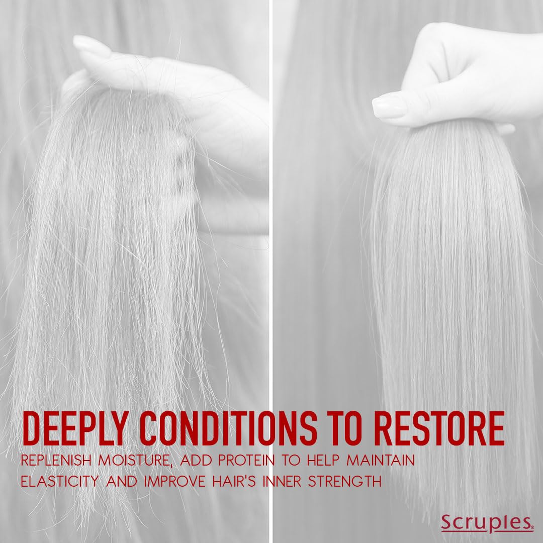 Healthy, glossy hair after using Scruples Complete Recovery Masque.