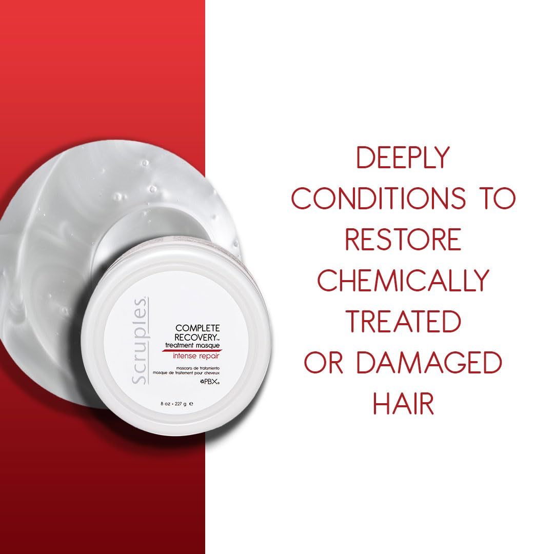 Close-up of Scruples Complete Recovery Masque jar with creamy conditioning formula.
