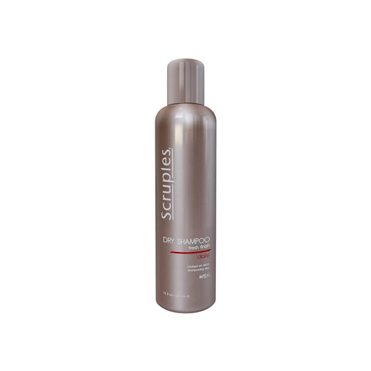 Scruples Dry Shampoo Fresh Finish bottle absorbs oil for refreshed, clean-looking hair.