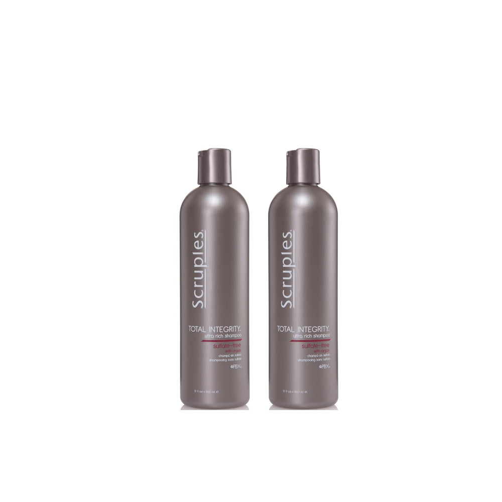 Scruples Total Integrity Shampoo bottle with argan oil, color-safe for treated hair