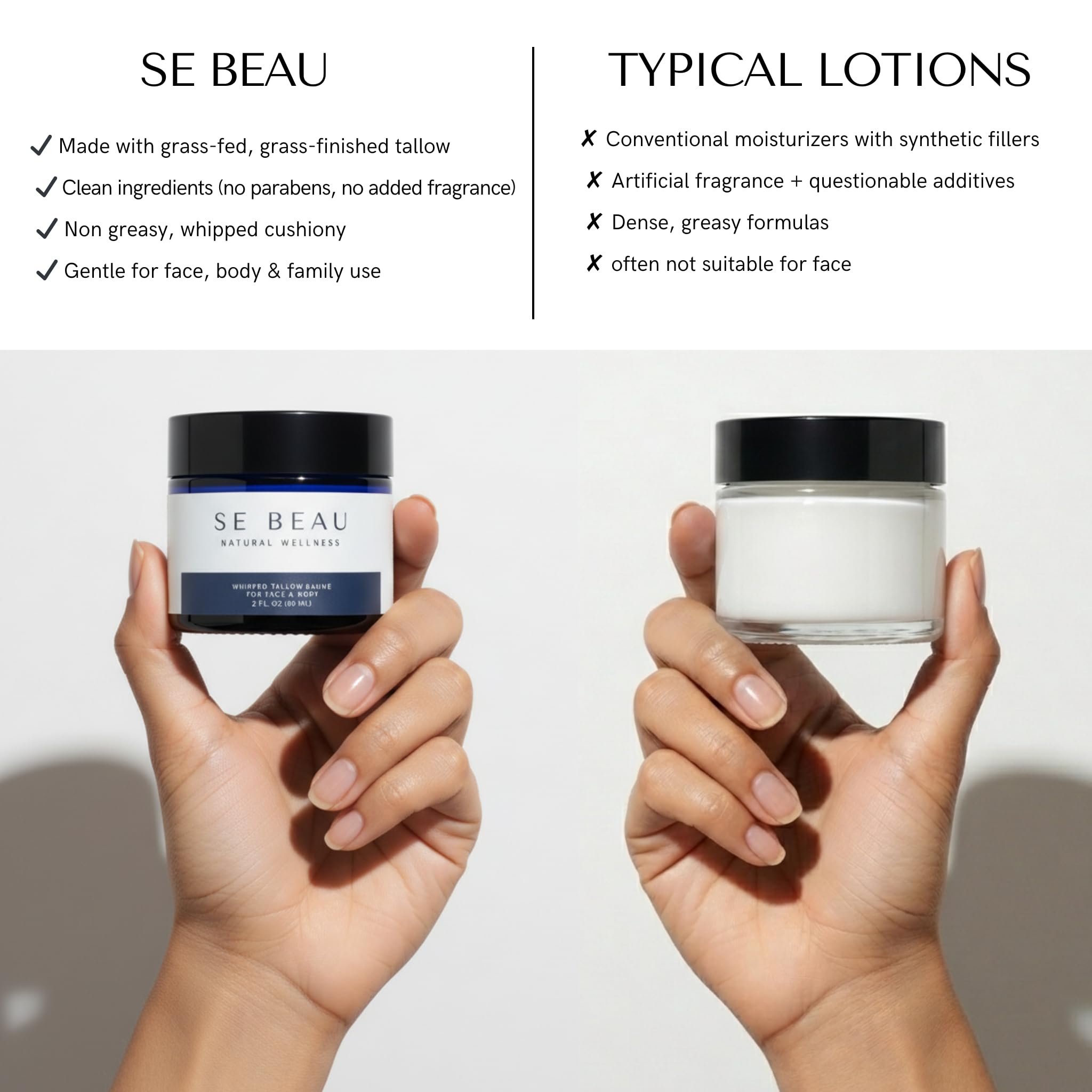 Se Beau Tallow Balm ingredients highlight grass-fed tallow and botanicals