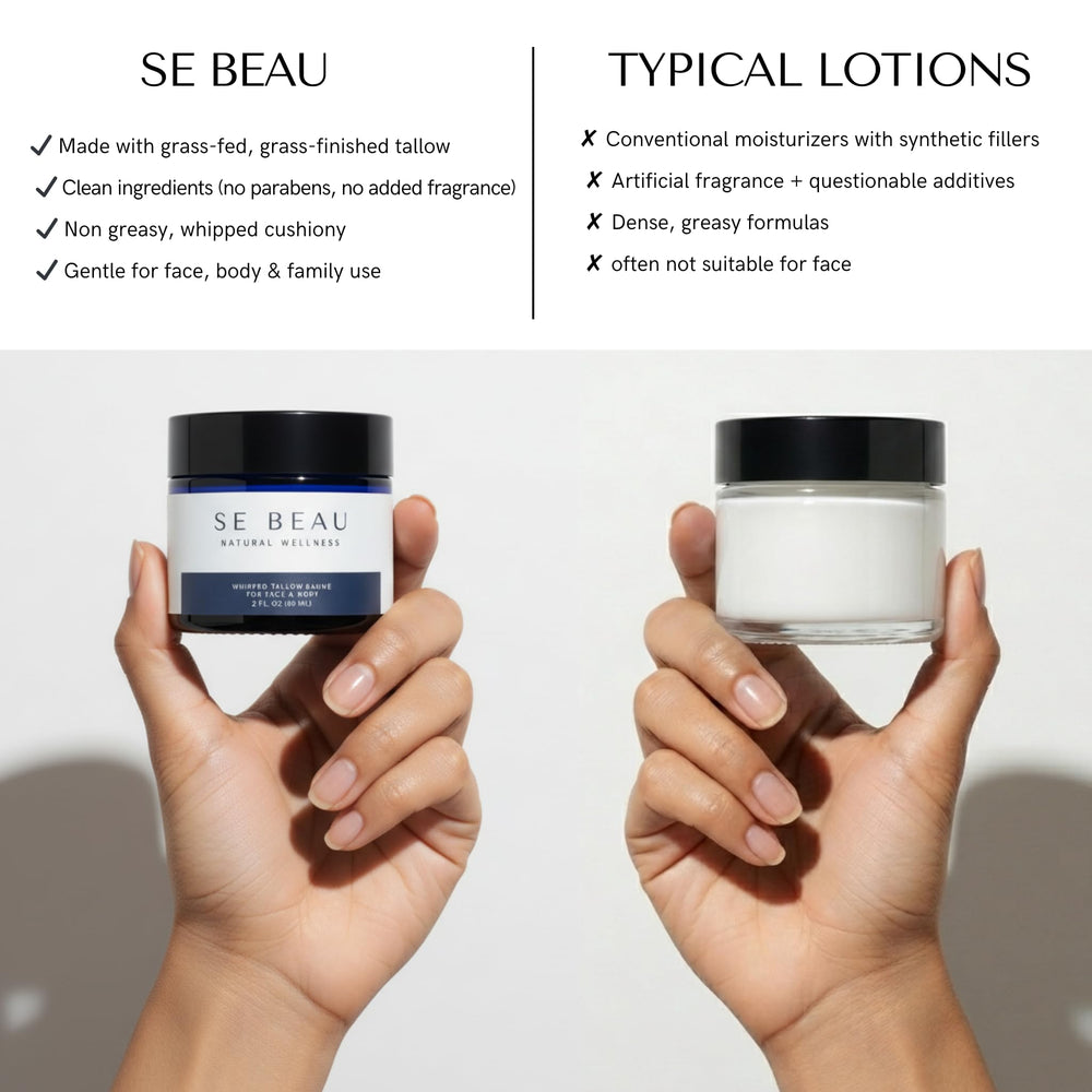 Se Beau Tallow Balm ingredients highlight grass-fed tallow and botanicals