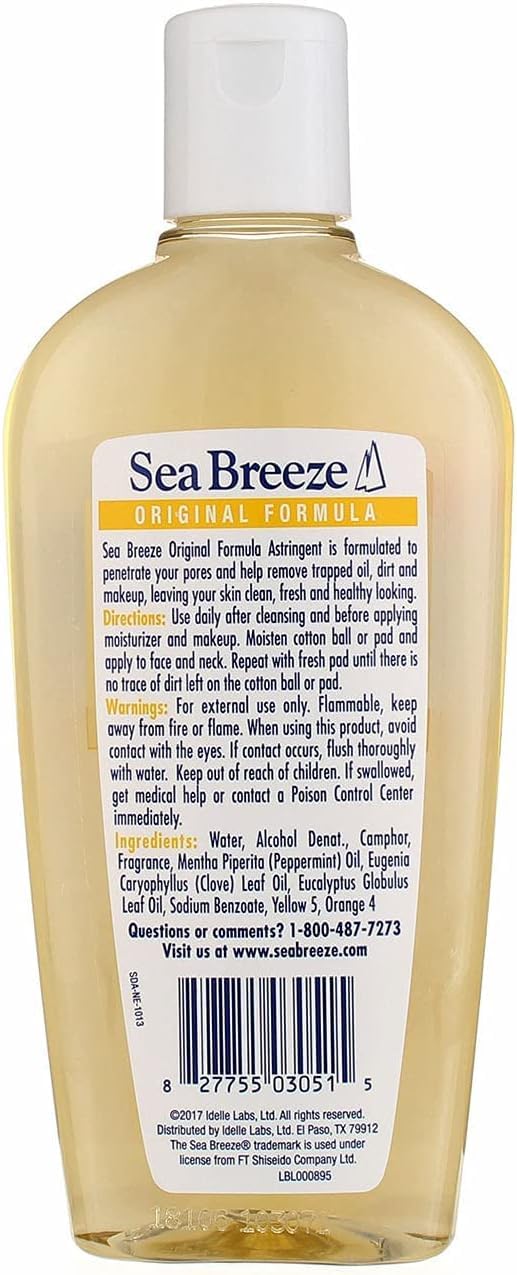 Sea Breeze Astringent Original 10oz cap closeup shows secure seal for travel.