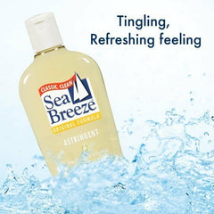Sea Breeze Astringent Original 10oz label closeup highlights classic scent and bottle design.