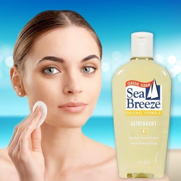 Sea Breeze Astringent Original 10oz routine-use shows versatile skincare step.