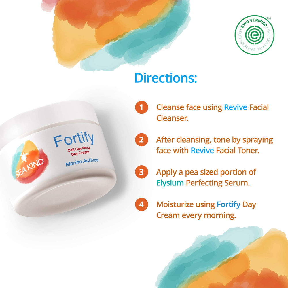 Sea Kind Fortify Day Cream on the hand, easy application.