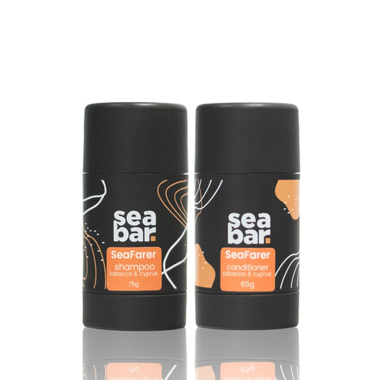 SeaBar shampoo bar close-up highlighting natural ingredients for cleaner, healthier-feeling hair.