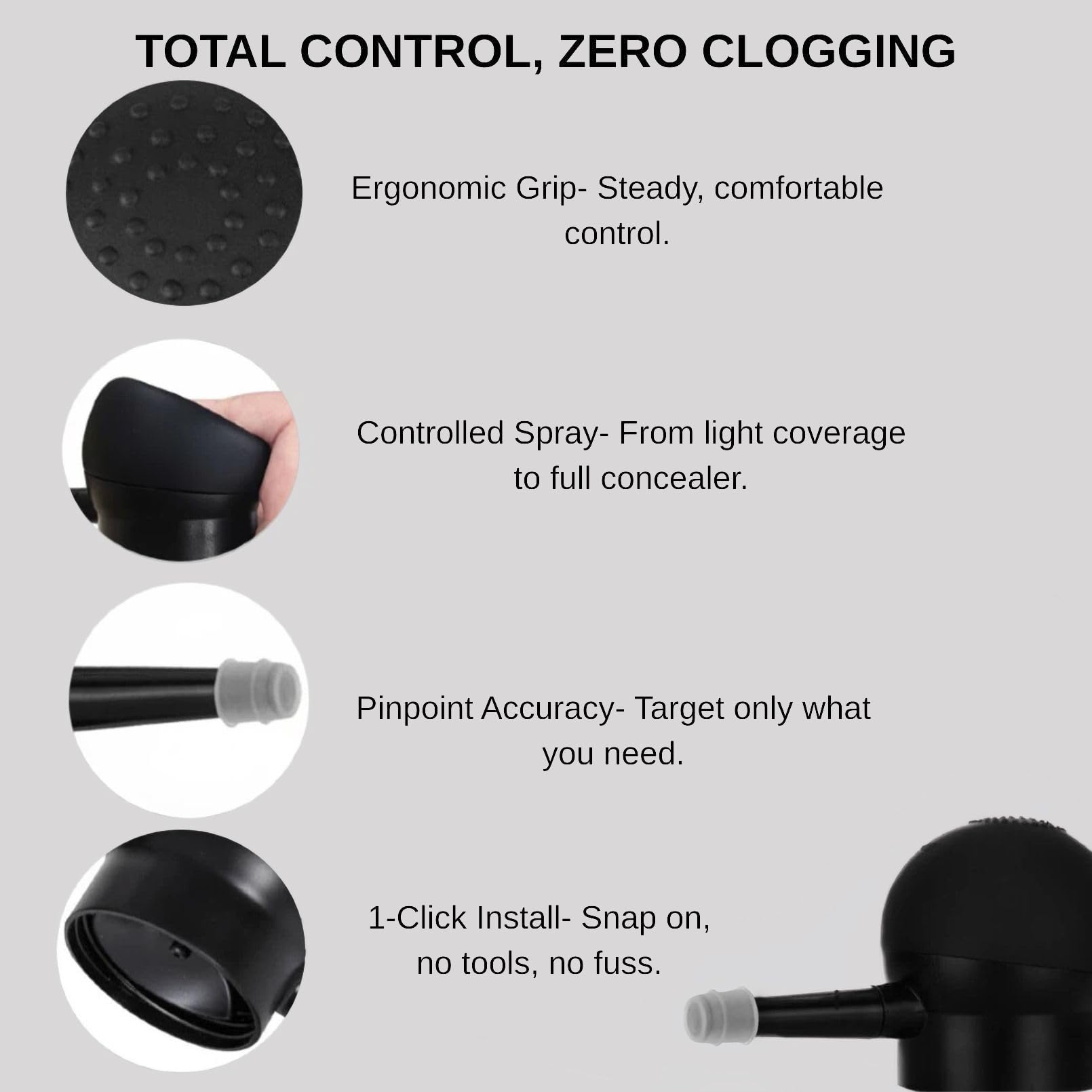 Seaboll 2-in-1 spray applicator provides precise control for hairline and beard.