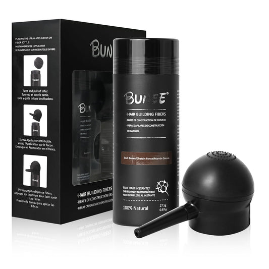 Seaboll hair-building fibers in dark brown kit for natural, seamless coverage.