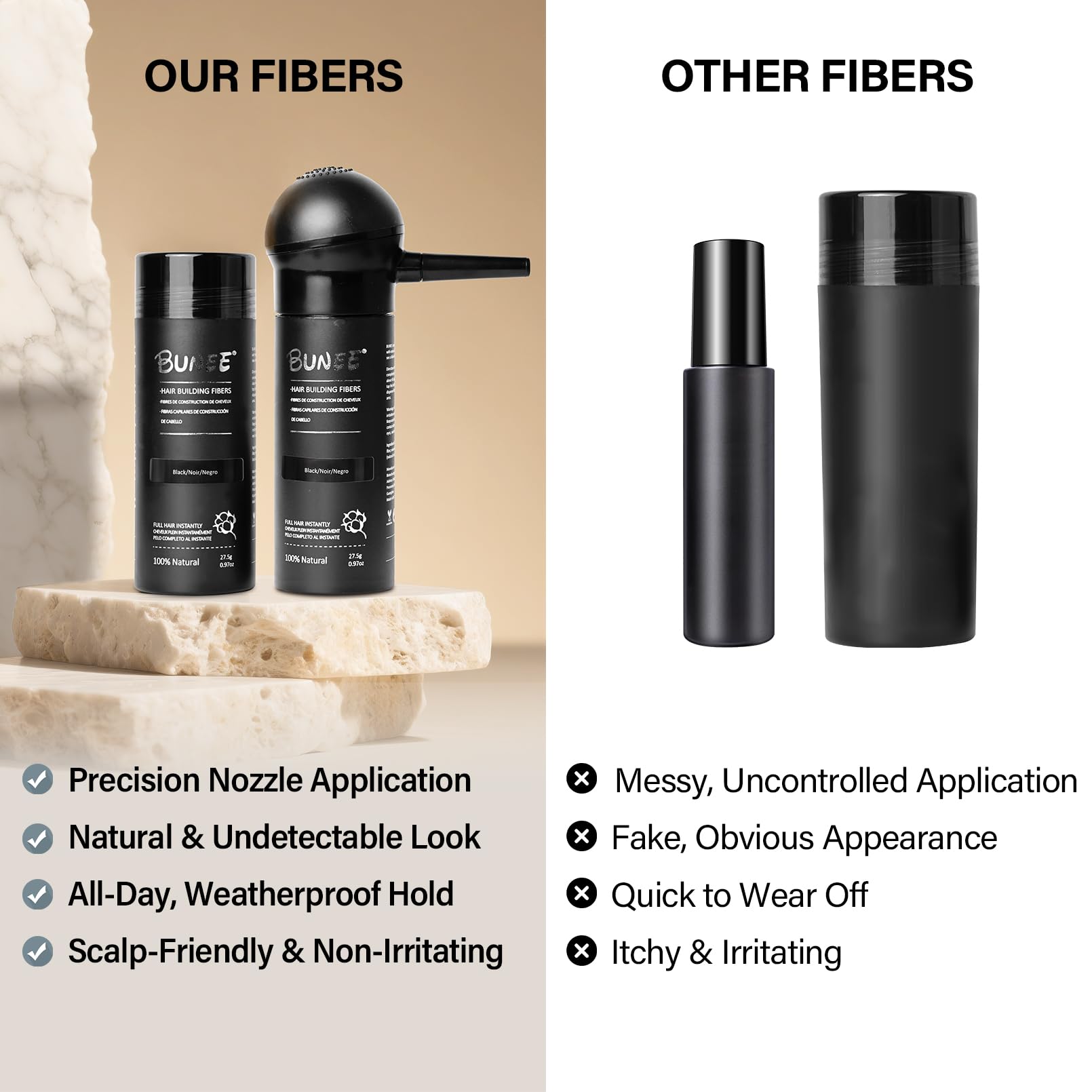 Seaboll fibers wash out easily with shampoo without residue.
