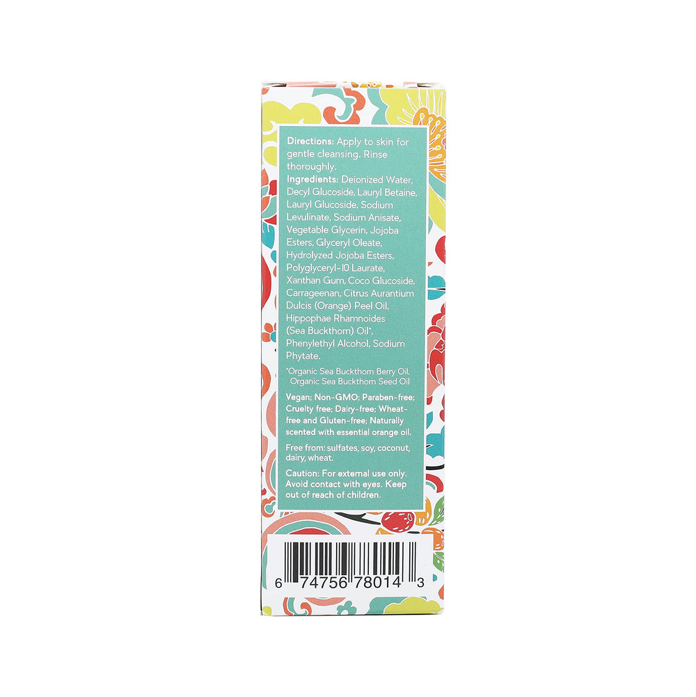 Close-up of exfoliating foam from SEABUCKWONDERS face wash for gentle exfoliation