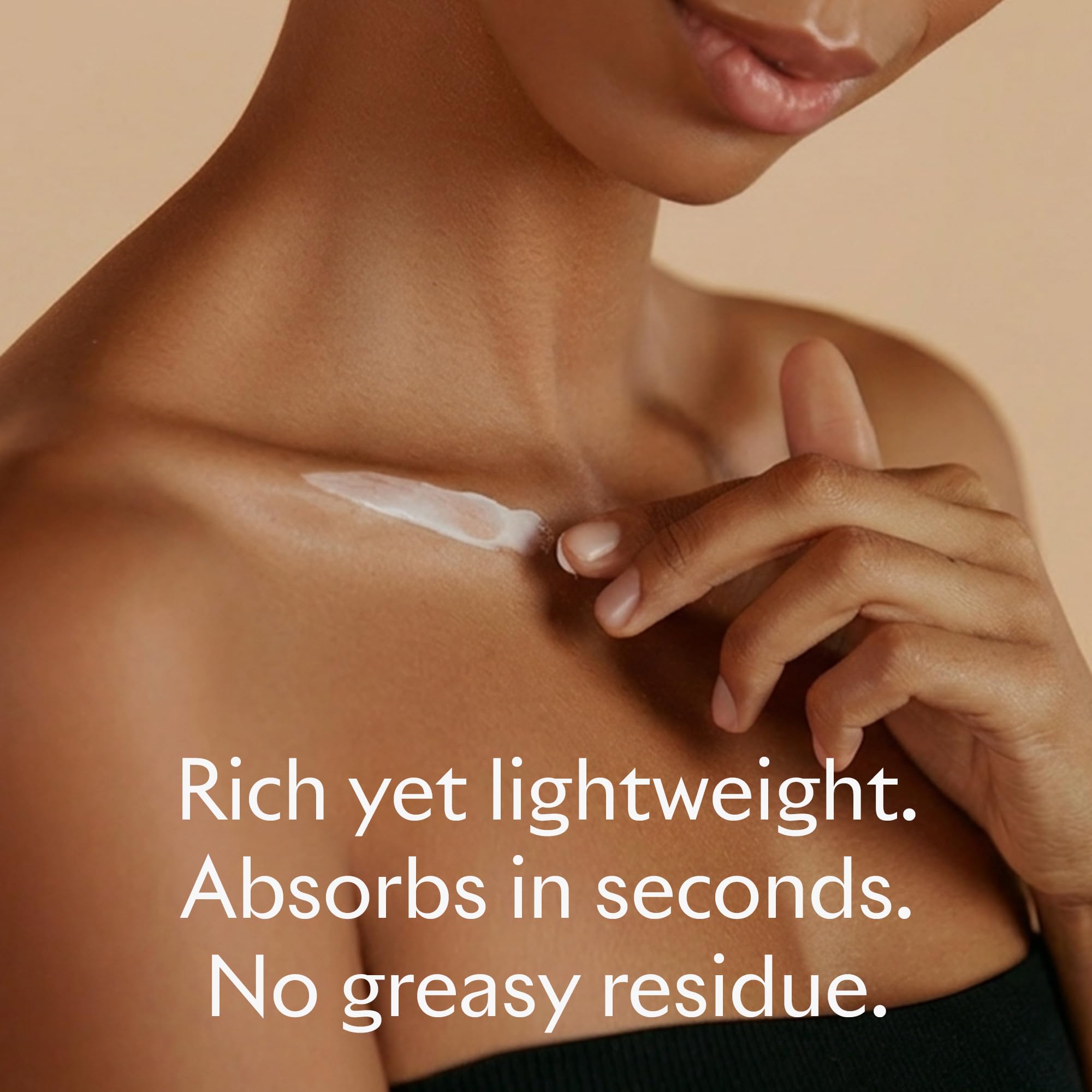 Creamy texture swirl showing SEACRET lotion’s non-greasy hydration