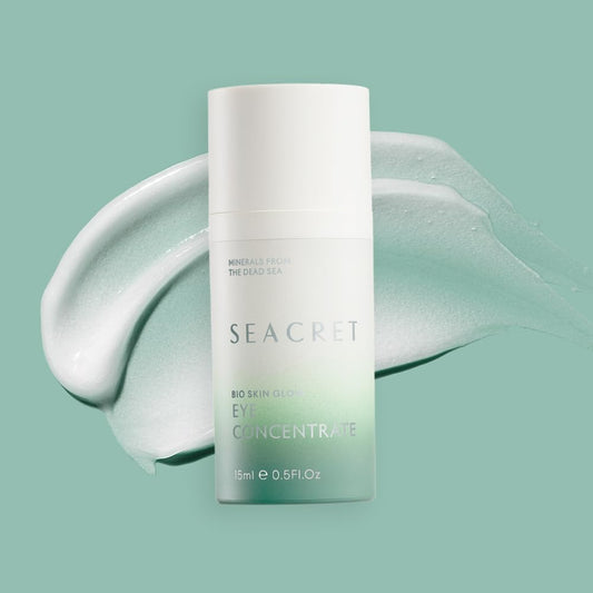 SEACRET Minerals Bio Skin Glow Eye Concentrate being applied for gentle under-eye care.