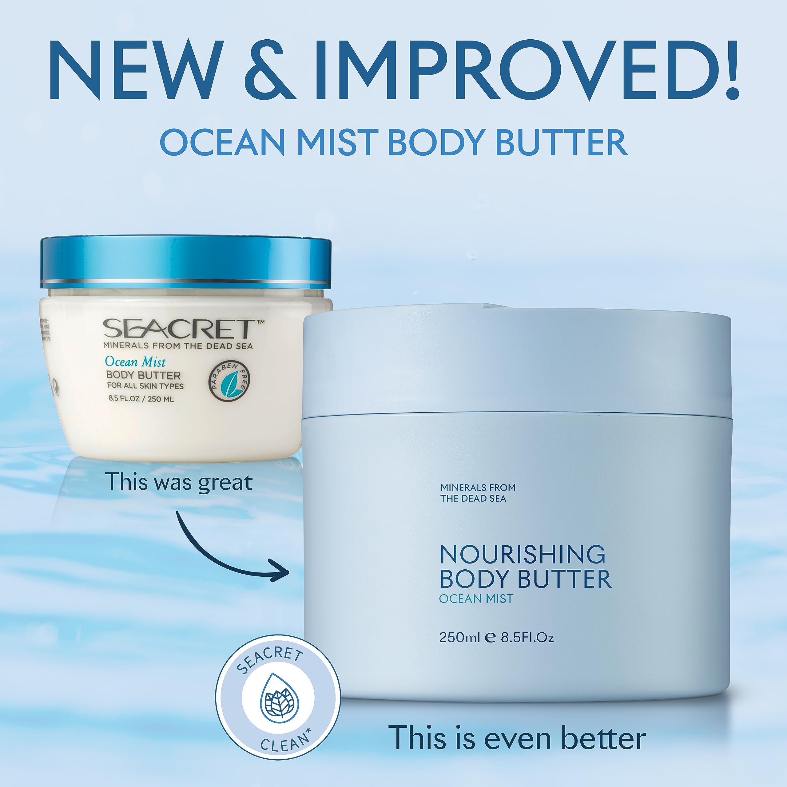 Ocean Mist fragrance on SEACRET body butter bottle