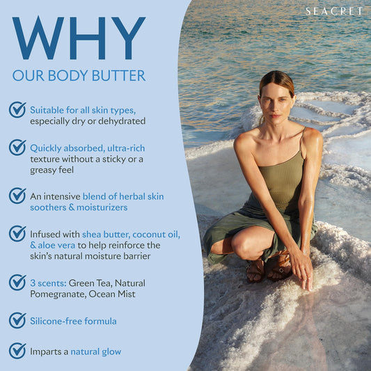 Texture close-up of SEACRET body butter melt for dry skin relief