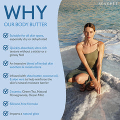 Texture close-up of SEACRET body butter melt for dry skin relief