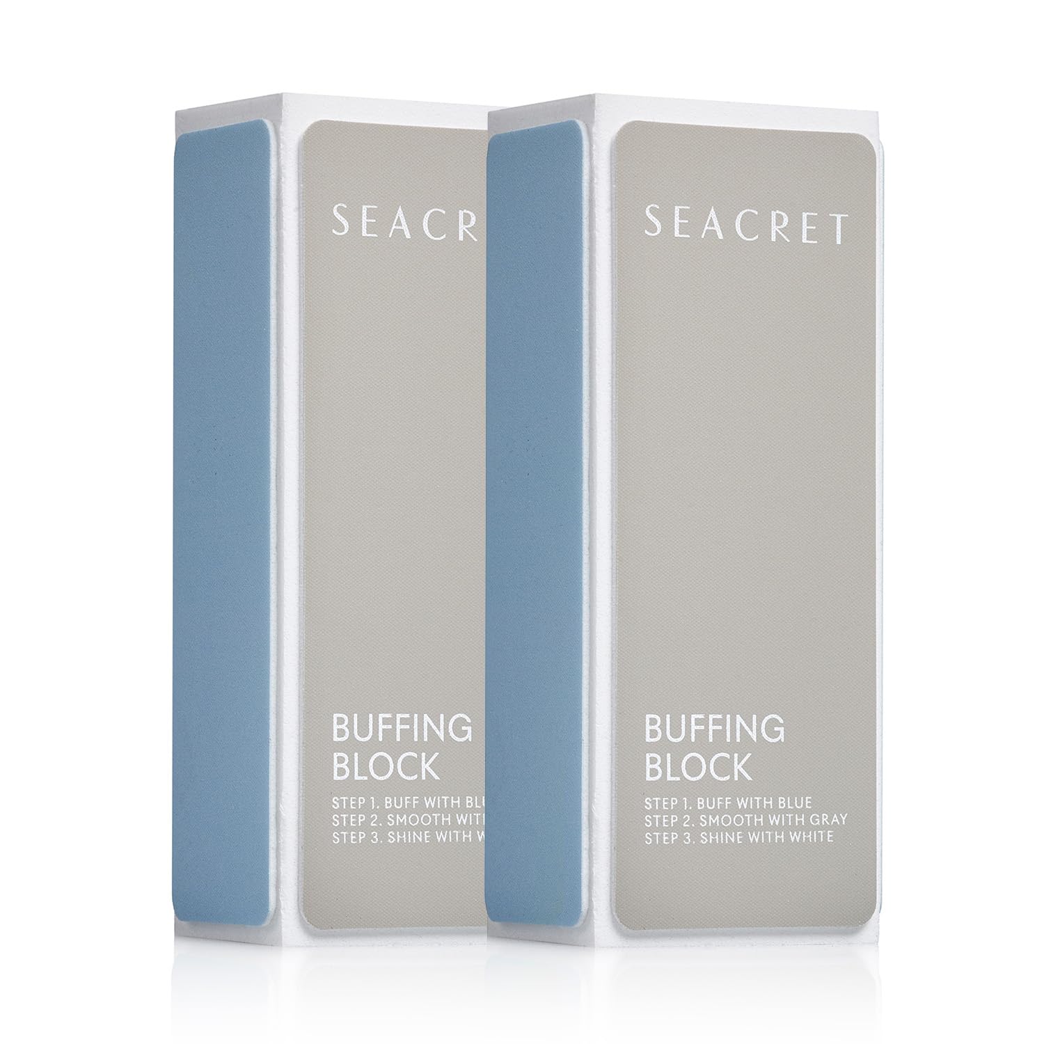 SEACRET Minerals Professional Nail Buffer Block front view showing compact design for at-home use and shine