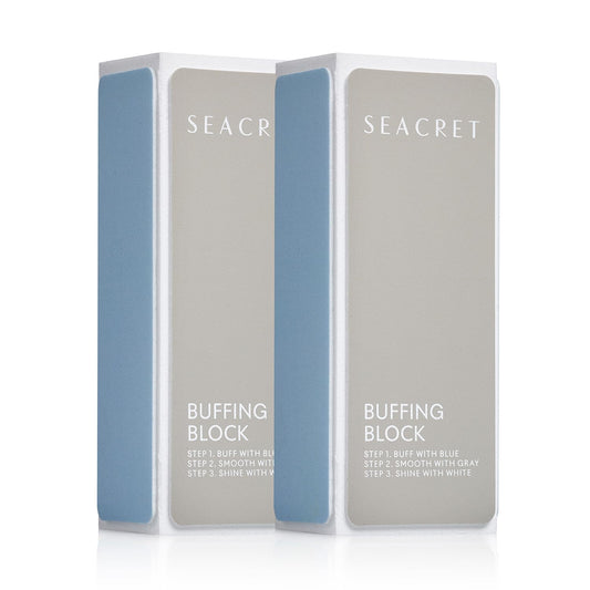 SEACRET Minerals Professional Nail Buffer Block front view showing compact design for at-home use and shine