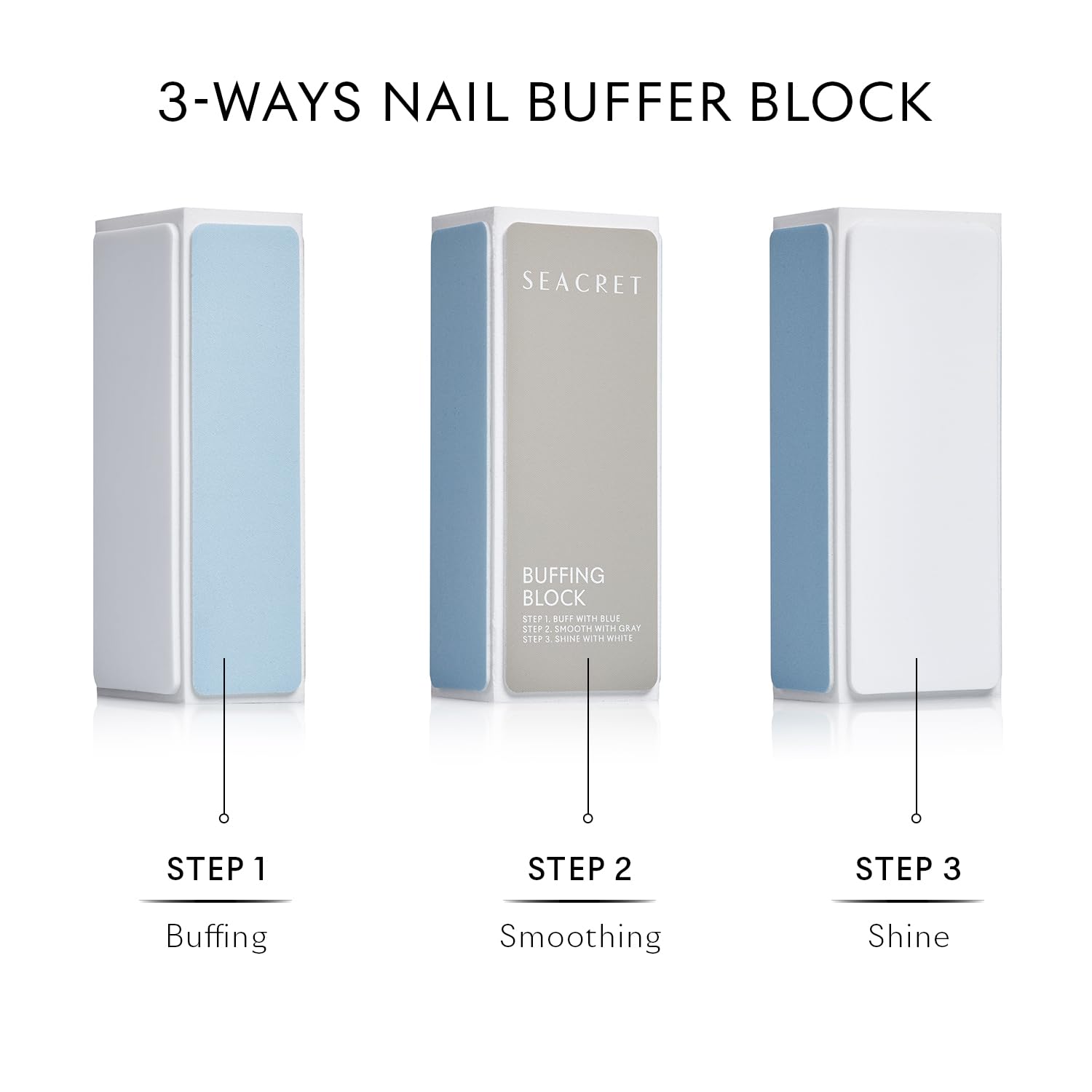 SEACRET Minerals Professional Nail Buffer Block used during manicure and pedicure routines