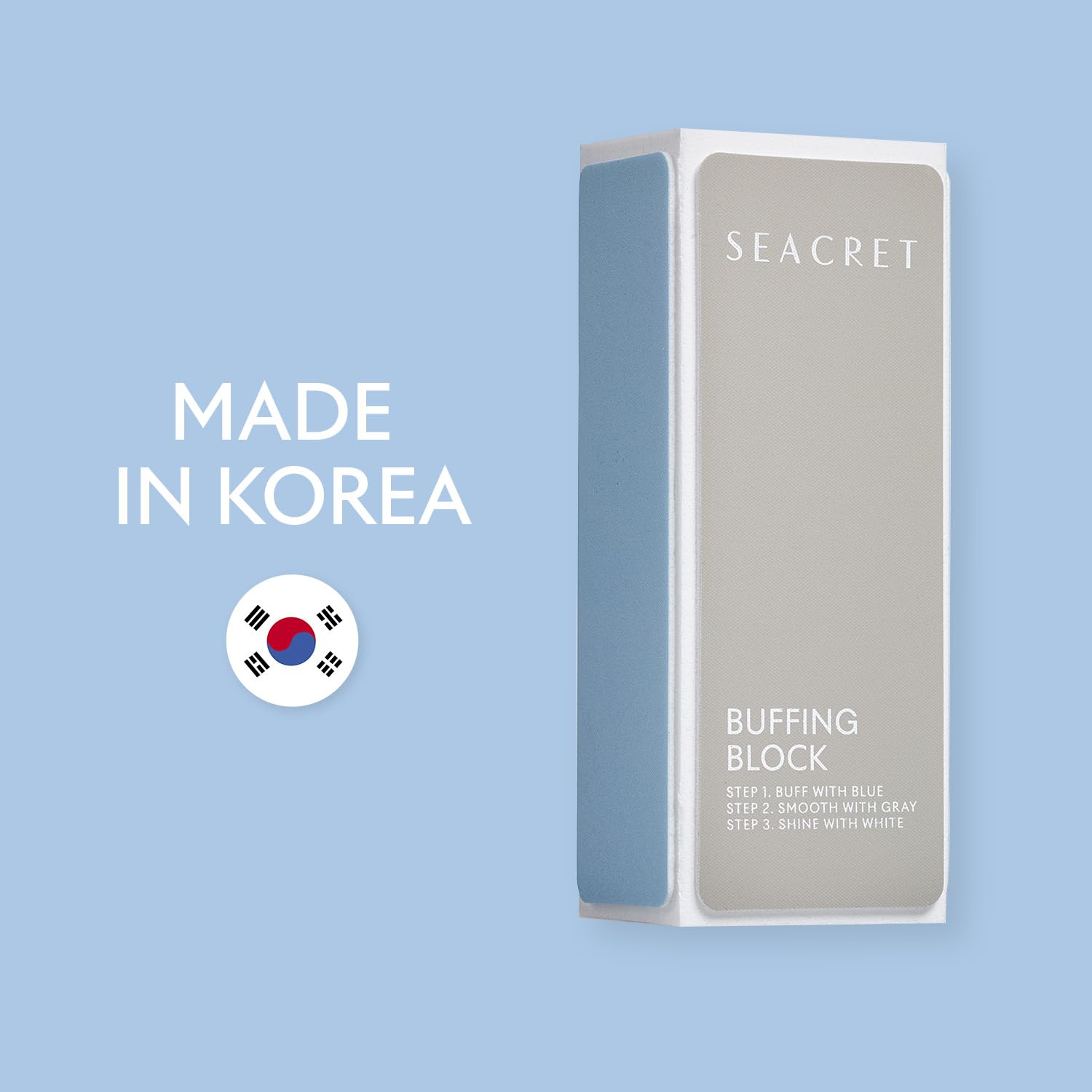 SEACRET Minerals Professional Nail Buffer Block result with shiny natural nails