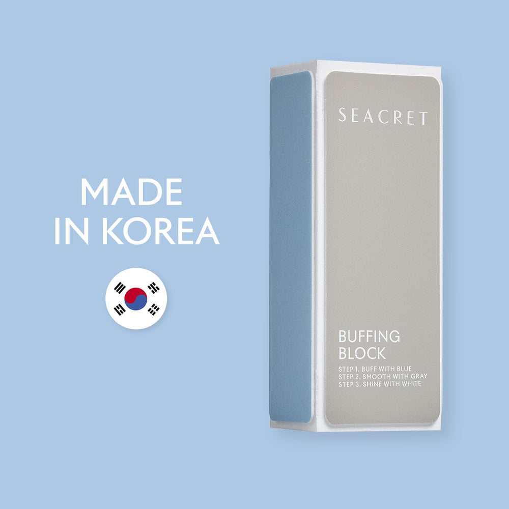 SEACRET Minerals Professional Nail Buffer Block result with shiny natural nails