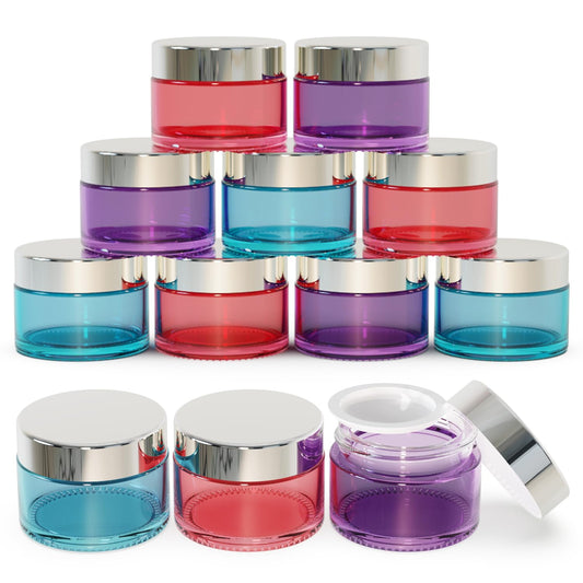Seafulee 12-pack 1oz glass jars with lids for travel-size cosmetics